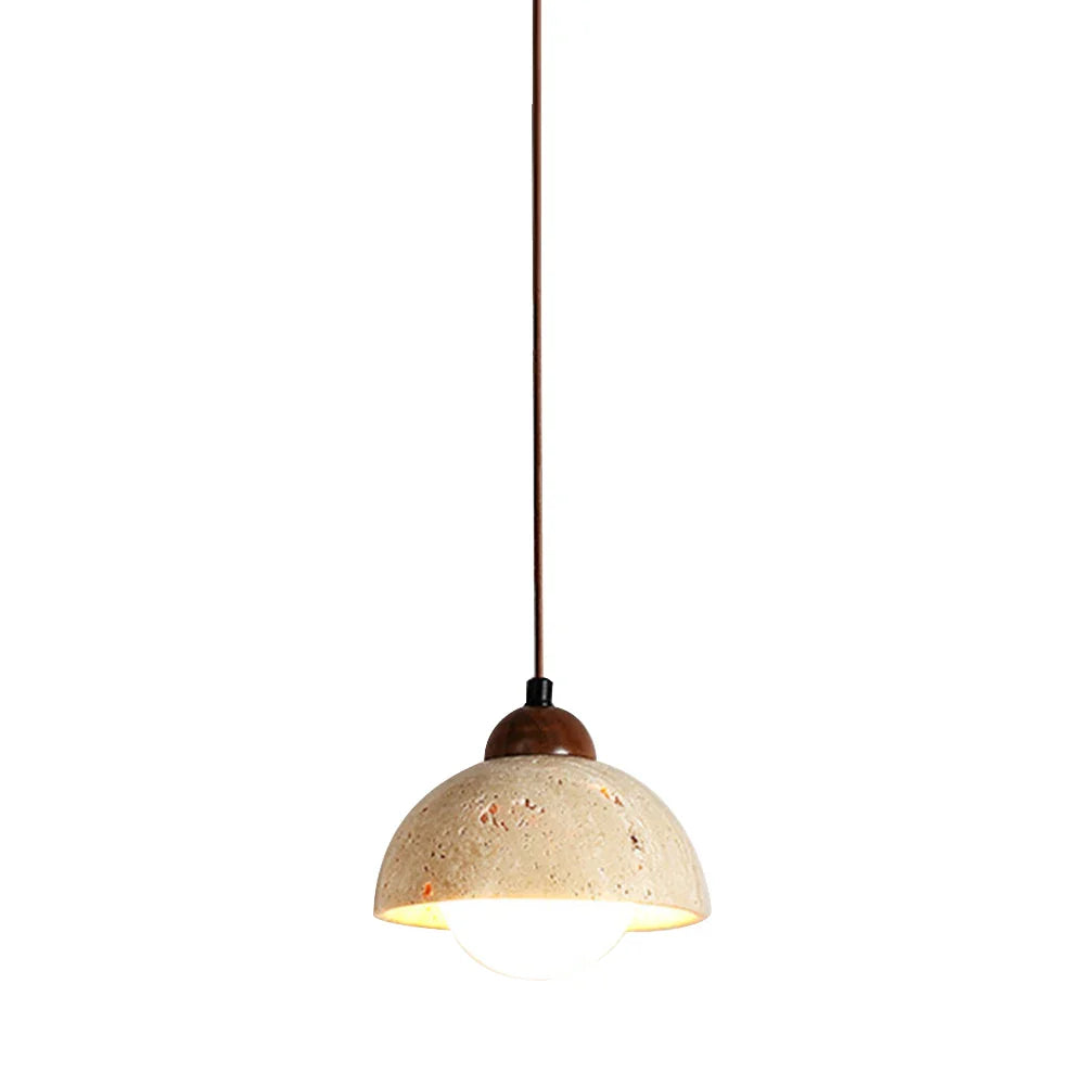 Japandi Japanese Pendant Light Wood And Travertine Bedside Lamp B - Tophatter Daily Deals