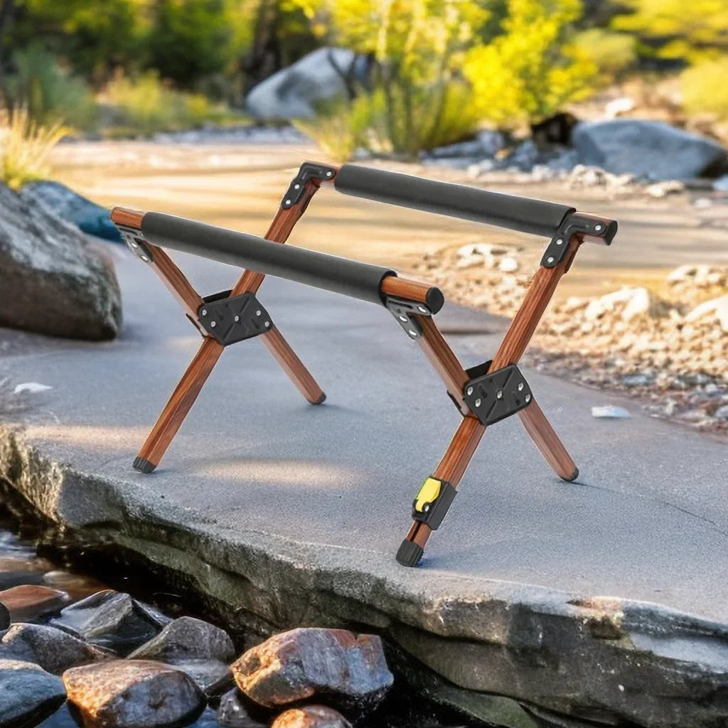 Folding Camping Stand Adjustable Anti-Slip Brown Camp Furniture - Tophatter Daily Deals