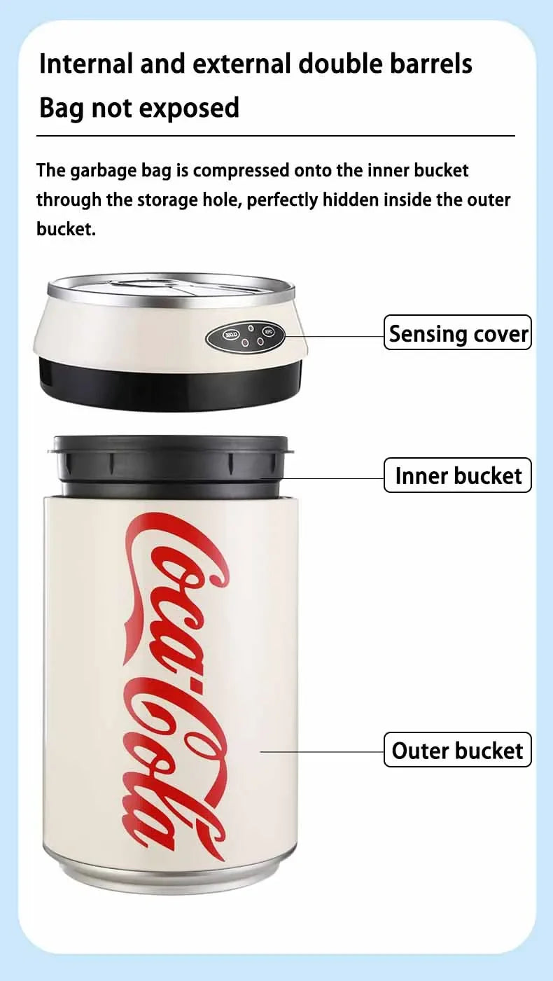 Automatic Induction Trash Can Round Kitchen Bin 24x40cm - Tophatter Daily Deals
