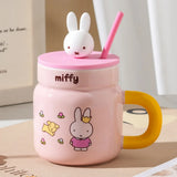 Miffy Ceramic Cup With Straw 540ml Pink Animals - Tophatter Daily Deals