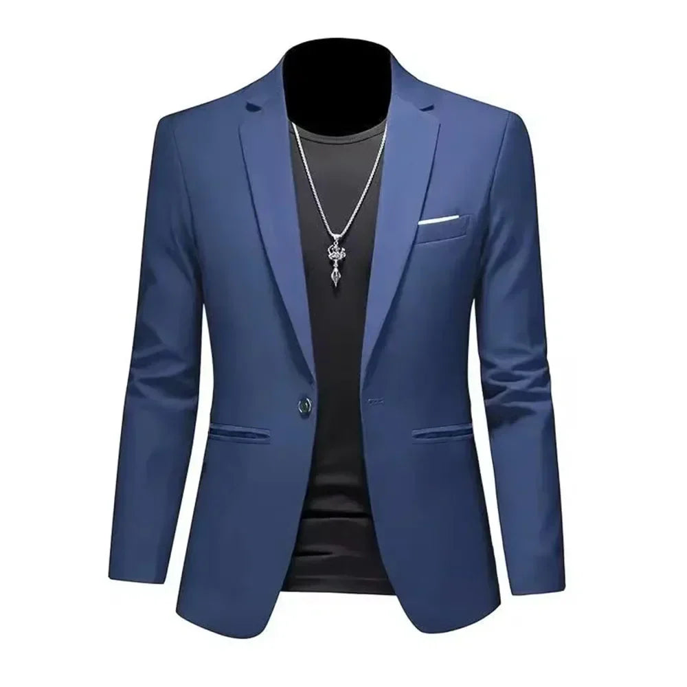 Mens Slim Fit Casual Suit Jacket Single Button (Navy) Apparel & Accessories > Clothing > Outerwear > Coats & Jackets > Sport Jackets - Tophatter Daily Deals