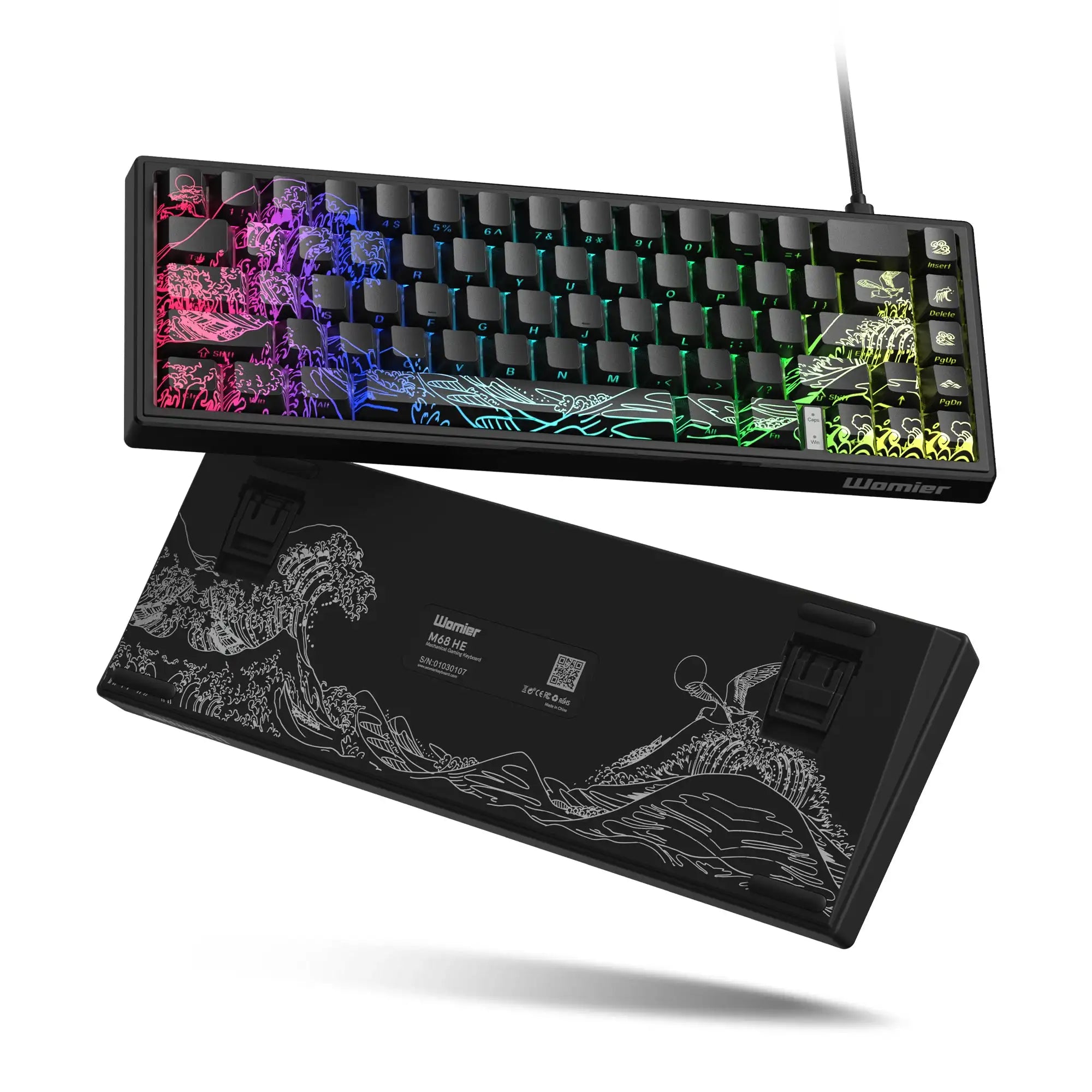 Mechanical Keyboard 68-Key Hall Effect RGB Wired Compact Kanagawa Hall Effect Magnetic - Tophatter Daily Deals