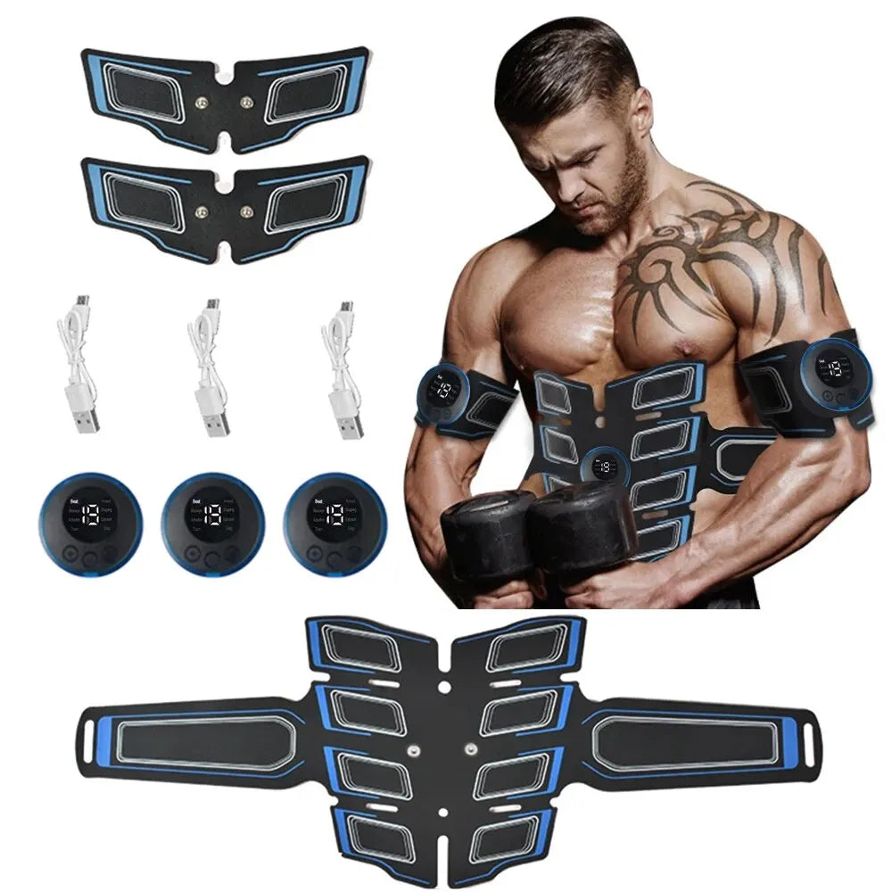 Abdominal Muscle Trainer EMS Fitness Belt Blue Fitness - Tophatter Daily Deals