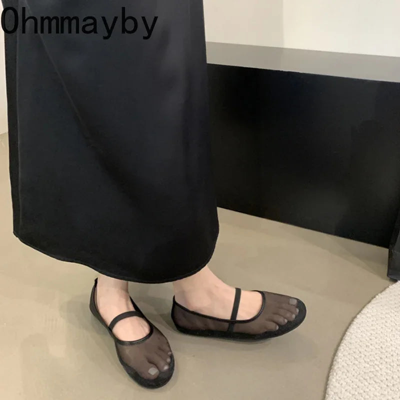 Lightweight Women’s Mary Jane Flats - Shallow Mesh, Casual - Tophatter Daily Deals