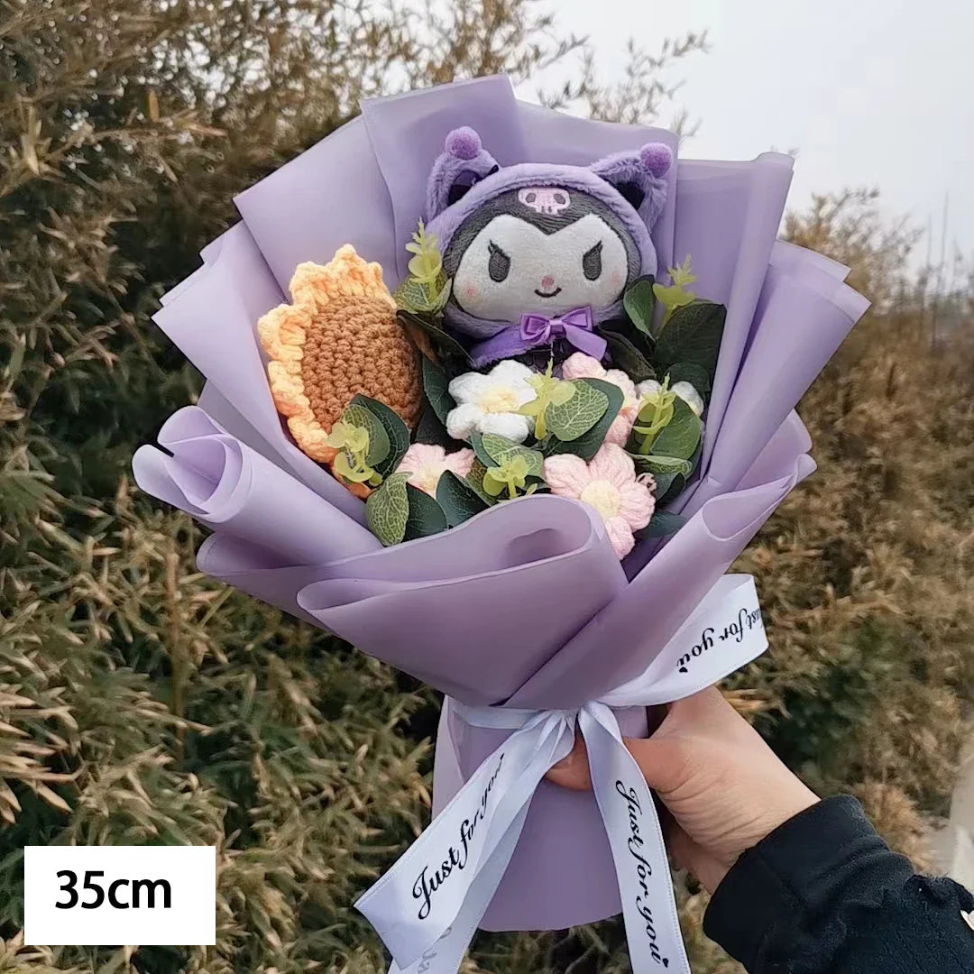 Sanrio Hello Kitty Plush Bouquet Flowers Kuromi (Purple x Sunflower) Flowers - Tophatter Daily Deals