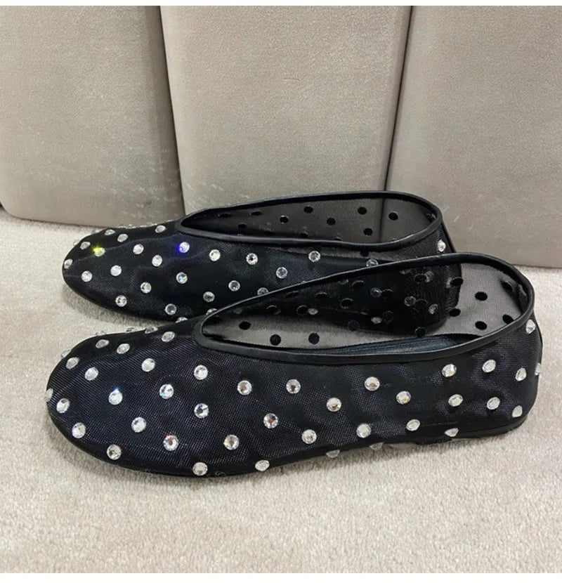 Breathable Women Ballet Flats - Mesh Crystal, Casual Walking - Tophatter Daily Deals