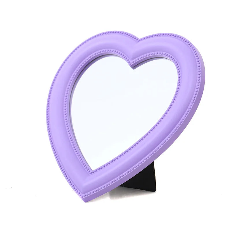 Pink Love Heart-Shaped Cosmetic Mirror Makeup Wall Hanging Mirror Mythical - Tophatter Daily Deals