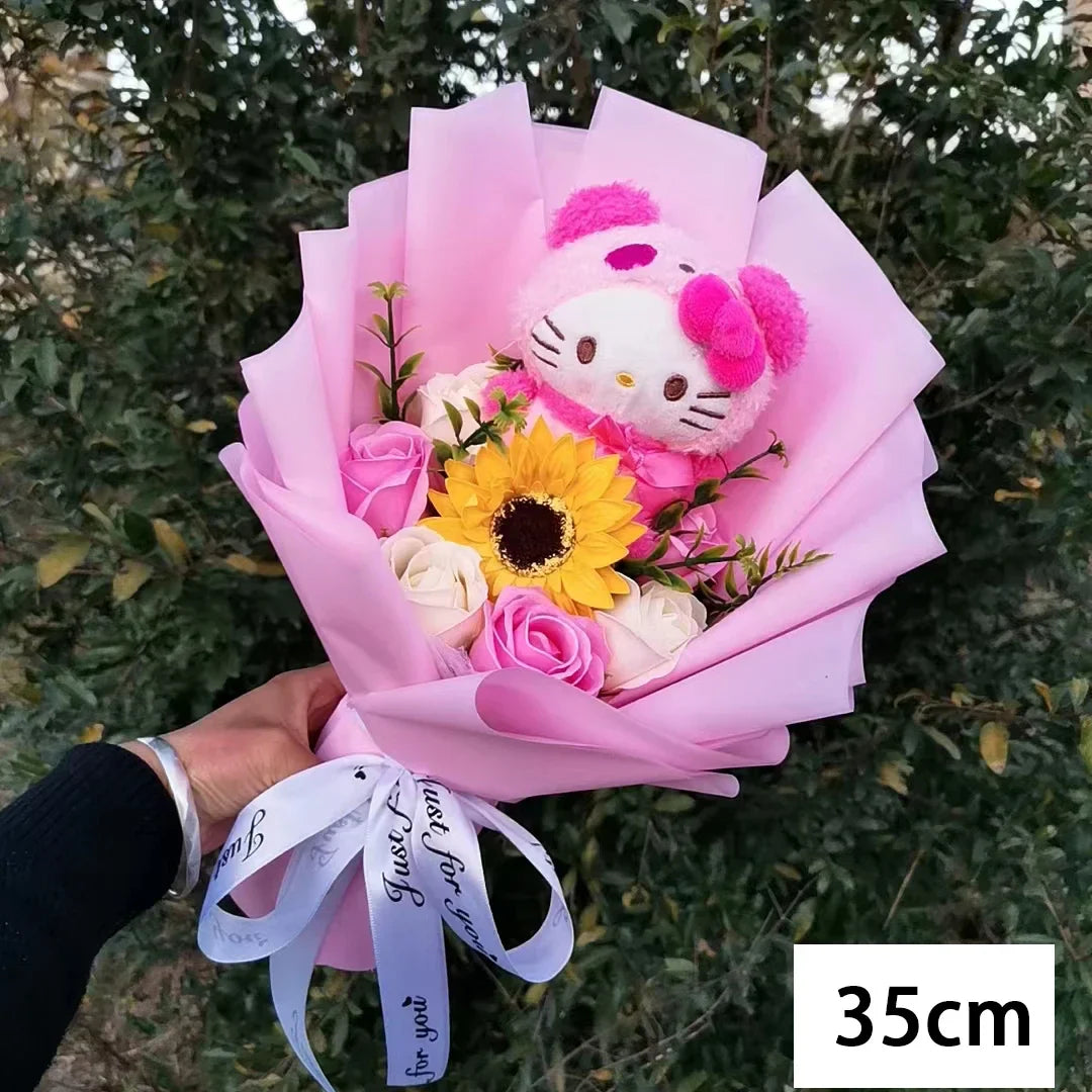 Sanrio Hello Kitty Plush Bouquet Flowers Hello Kitty (Pink Sunflower) Flowers - Tophatter Daily Deals