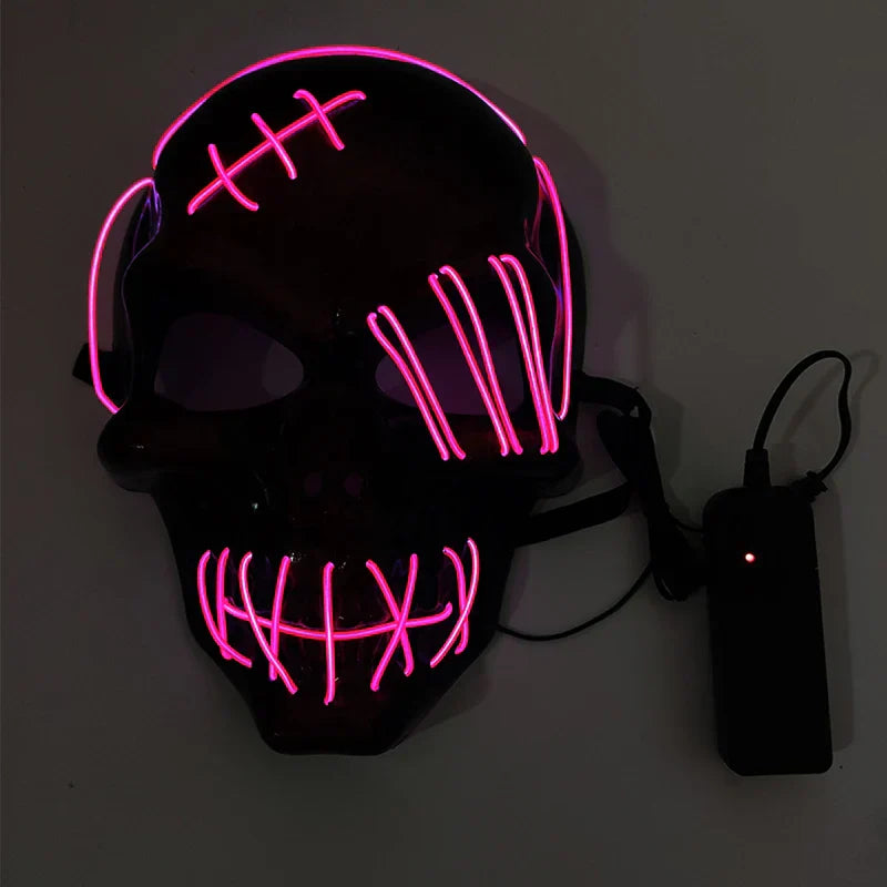 LED Glowing Skull Mask Full Face Halloween 2025 Cosplay Color 4 - Tophatter Daily Deals