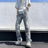 Oversized Relaxed Mens Jeans - Ripped Straight Leg Denim - Tophatter Daily Deals