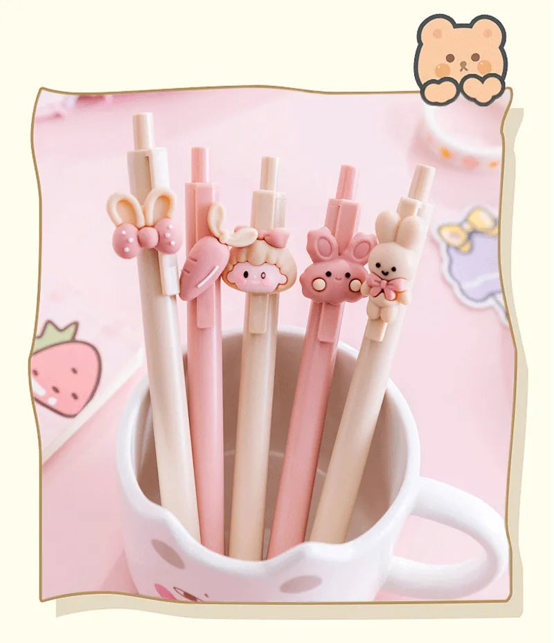 4 Kawaii Rabbit Mechanical Gel Ink Pens School Office Writing Supplies Stationery Pen 0.5mm Animals - Tophatter Daily Deals
