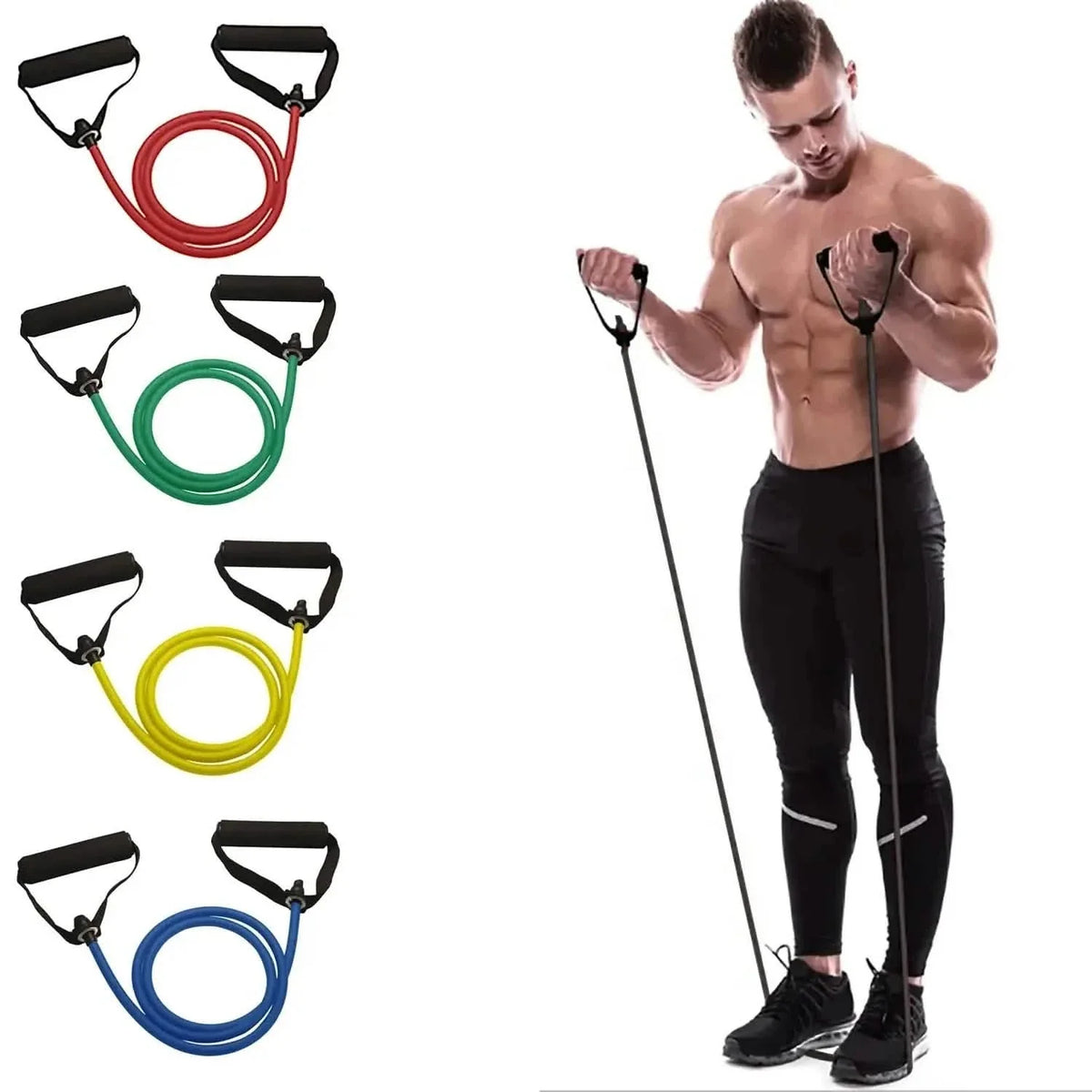 Workout Resistance Bands With Handles Fitness & Exercise - Tophatter Daily Deals
