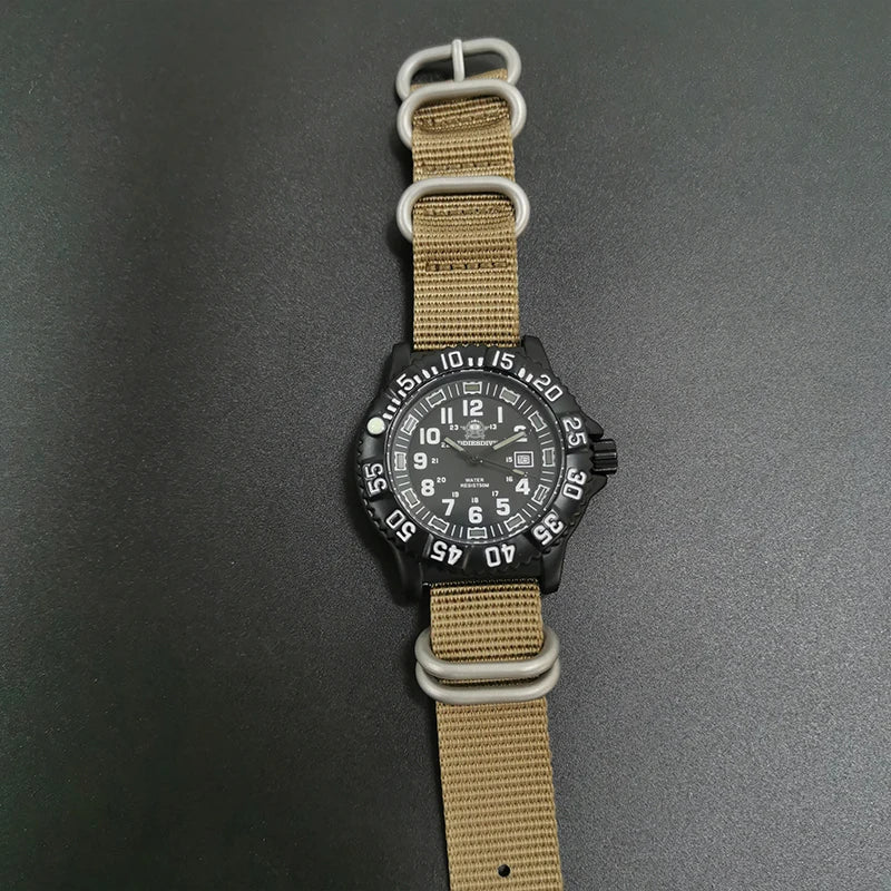 Military Watch Green Nylon Strap 50m Waterproof Luminous - Tophatter Daily Deals