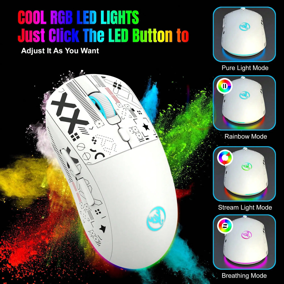Gaming Mouse Wireless RGB 4000 DPI Rechargeable 650mAh - Tophatter Daily Deals