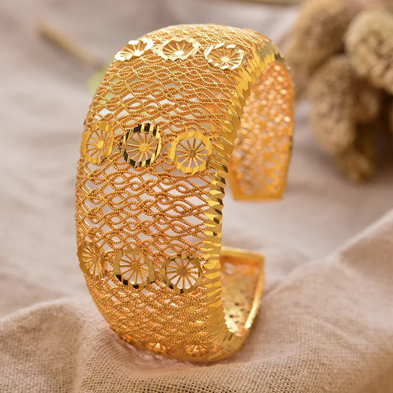 Gold Plated Bangles Luxury Arabic Wedding Bracelet - Tophatter Daily Deals