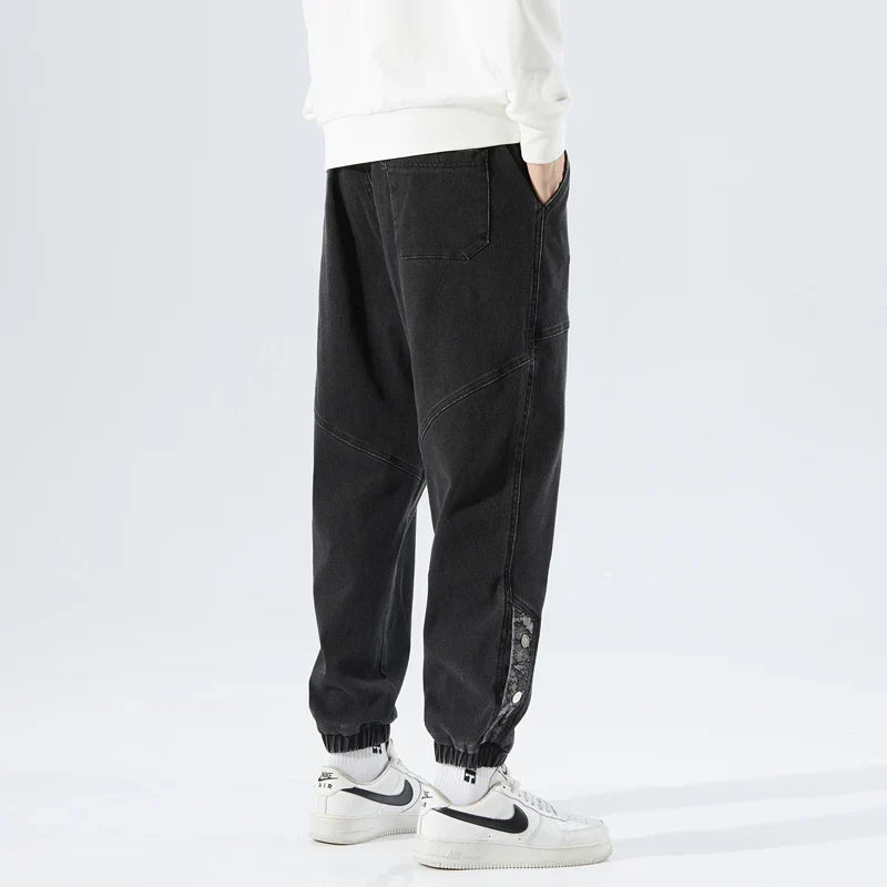 Stretchy Relaxed Men's Denim Joggers - Baggy Tapered, Denim - Tophatter Daily Deals