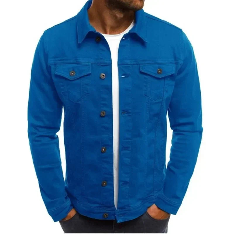 Mens Denim Streetwear Jacket Cotton Casual Slim Fit (Blue) Apparel & Accessories > Clothing > Outerwear > Coats & Jackets > Trucker Jackets - Tophatter Daily Deals