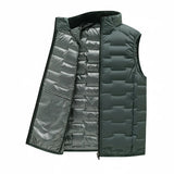 Warm Cozy Men’s Down Vest - Stand Collar, Duck Down, Winter Deep Green - Tophatter Daily Deals