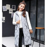 Lightweight Women's Long Puffer Vest - Hooded Cotton Winter - Tophatter Daily Deals