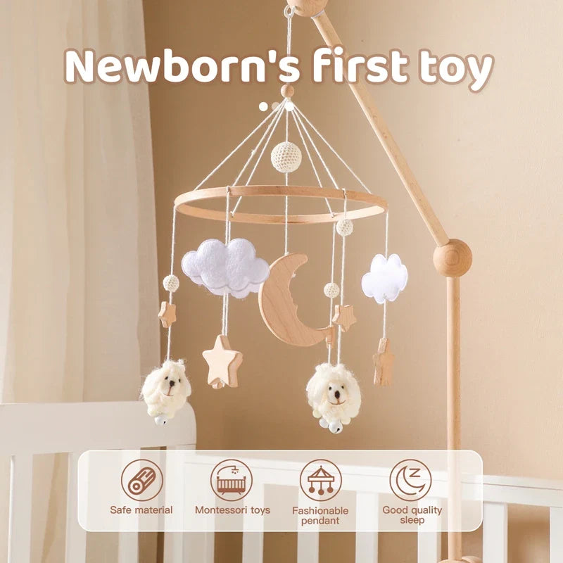 Wooden Felt Animal Crib Mobile With Soothing Calming Music - Tophatter Daily Deals