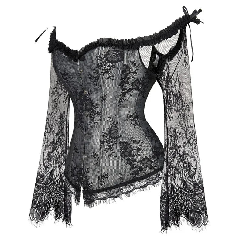 Supportive Women's Corset Top - Off Shoulder, Lace Satin - Tophatter Daily Deals
