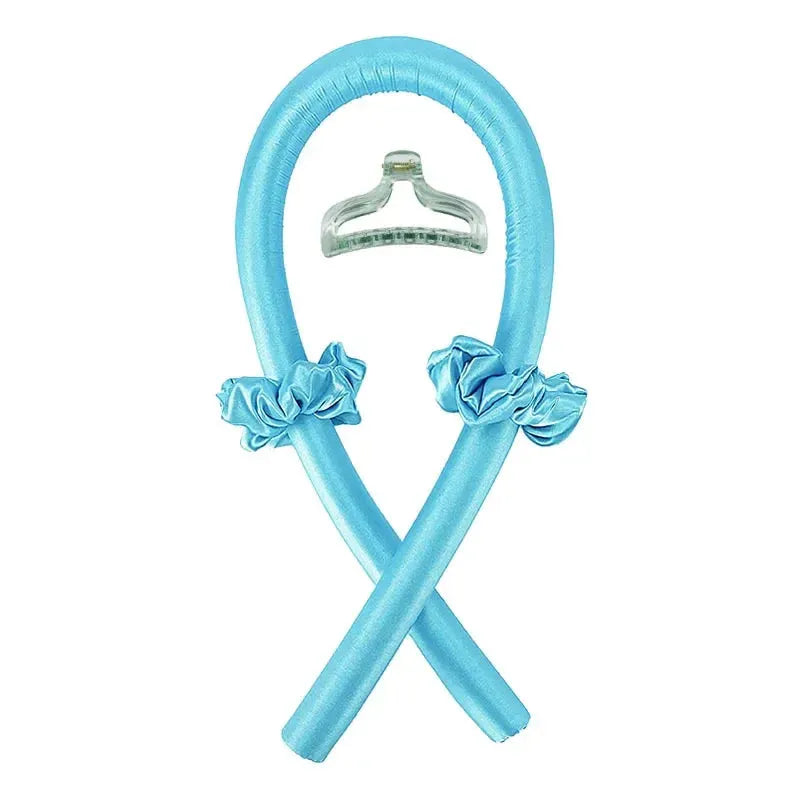 Heatless Curling Rod Headband No Heat Silk Curls Ribbon Hair Rollers Sleeping Soft Headband Lazy Hair Curlers Hair Styling Tools Blue with Clip CHINA - Tophatter Daily Deals