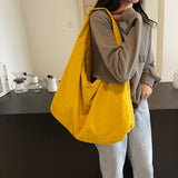 Lightweight Versatile Women Shoulder Bag - Slouchy Nylon Yellow - Tophatter Daily Deals