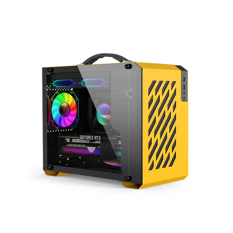 Mini ITX Case Glass Side 240mm Watercooling Portable - Tophatter Daily Deals