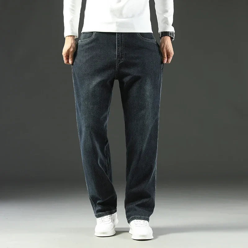 Stretchy Men’s Jeans - Wide Leg, Cotton, Business Casual - Tophatter Daily Deals