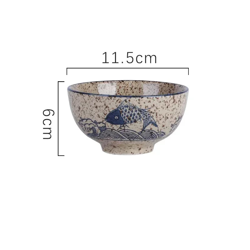 Ceramic 4.5 Inch Japanese Rice Bowl Retro Home Tableware D - Tophatter Daily Deals