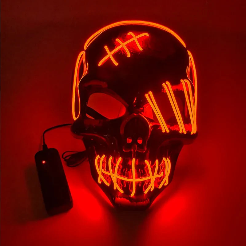 LED Glowing Skull Mask Full Face Halloween 2025 Cosplay Color 2 - Tophatter Daily Deals