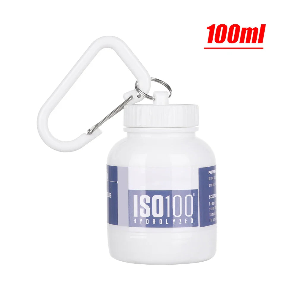 Mini Portable Protein Powder Bottles with Keychain Health Funnel Medicine Bottle Small Water Cup Outdoor Sport Storage White - Tophatter Daily Deals