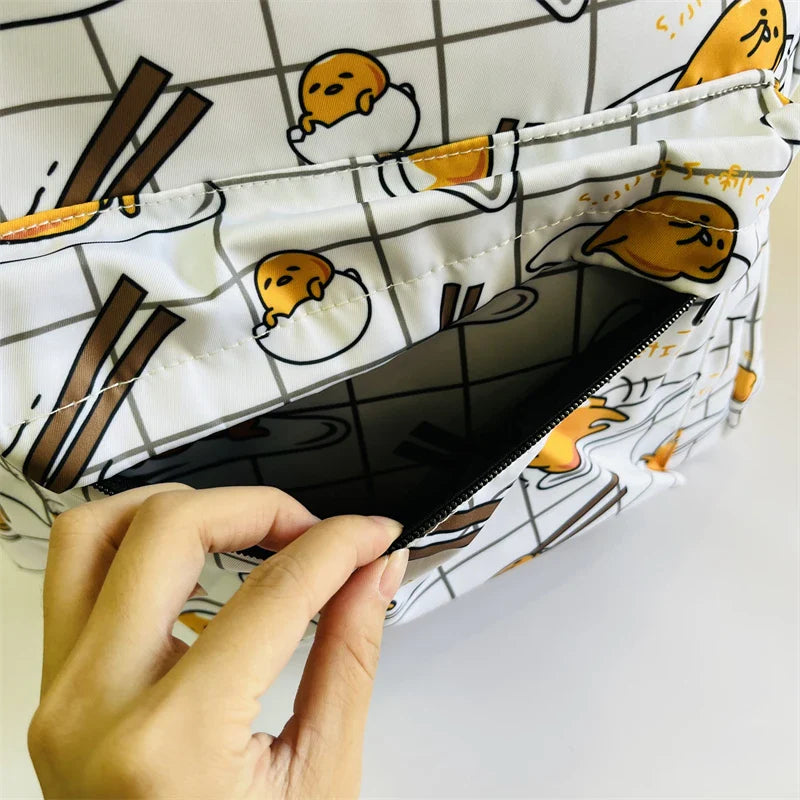 Sanrio Gudetama White Backpack Rucksack Schoolbags Travel Lazy Egg Food - Tophatter Daily Deals