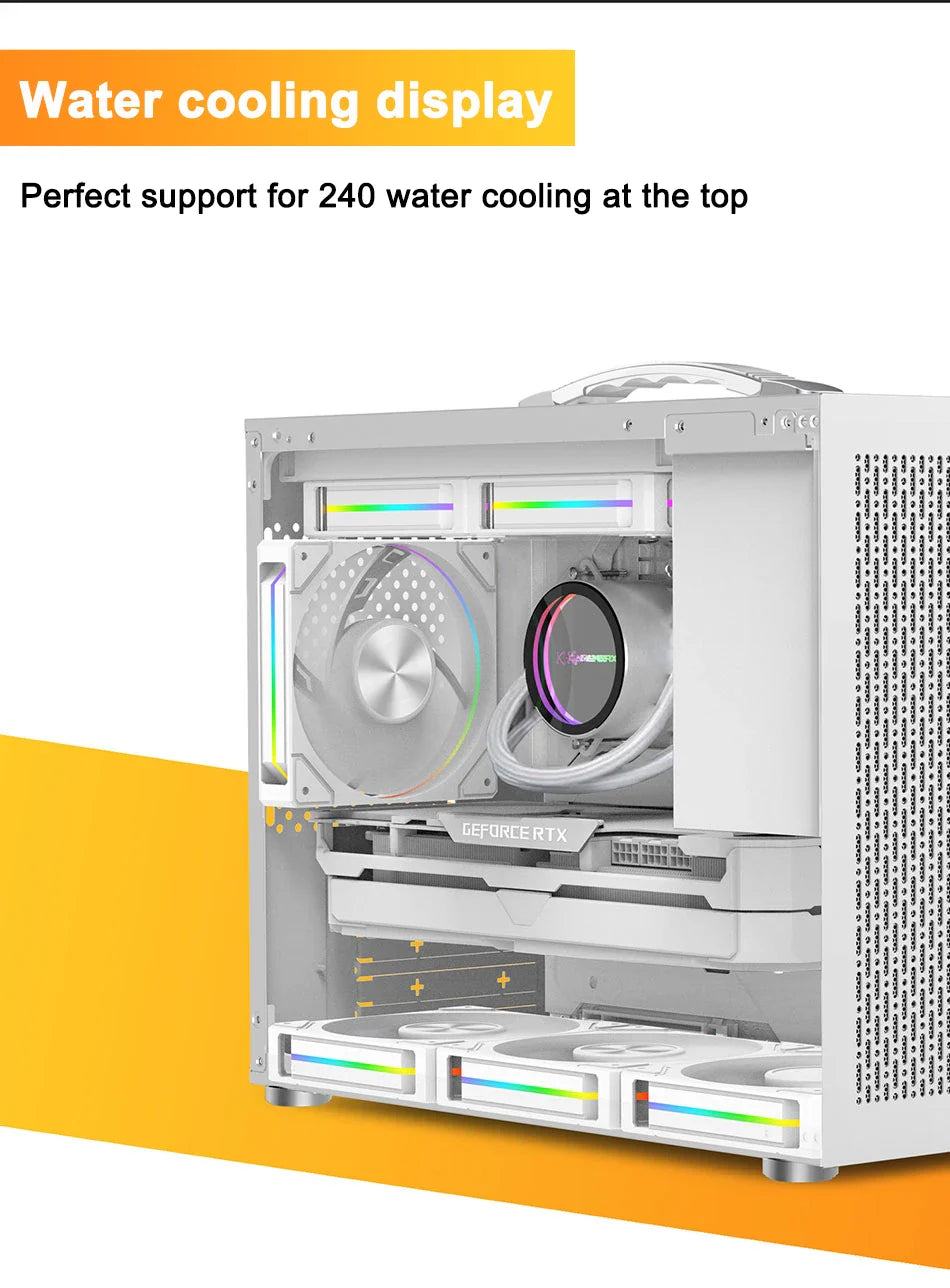 Mini ITX PC Case Transparent Side 240mm Water Cooling - Tophatter Daily Deals