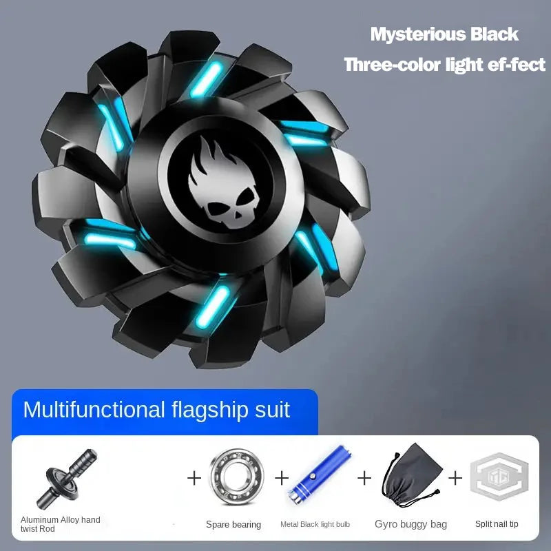 Luminous Fidget Spinner Metal EDC Toy Rainbow Durable LED Black flagship suit - Tophatter Daily Deals