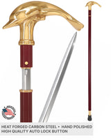 Custom RC Swords Brass Dolphin Handle Sword Cane – Mahogany Metal Shaft, 29" Blade Sword Canes - Tophatter Daily Deals