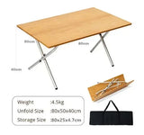 Bamboo Folding Camping Table 2-Fold Brown Camp Furniture - Tophatter Daily Deals