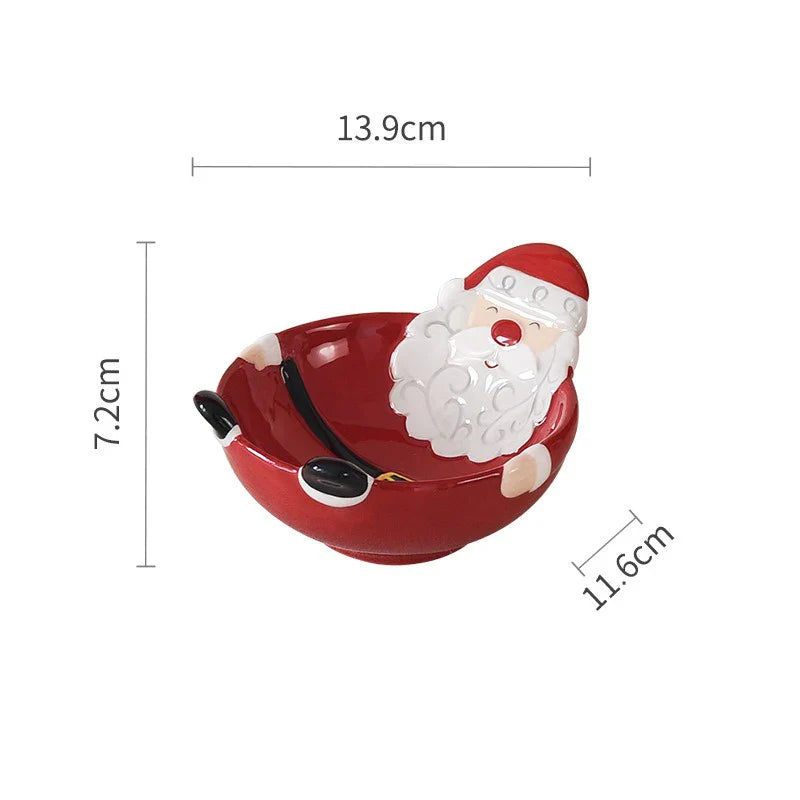 Christmas Ceramic Santa Bowl Nordic Holiday Breakfast Bowl Santa Claus Bowl - Tophatter Daily Deals