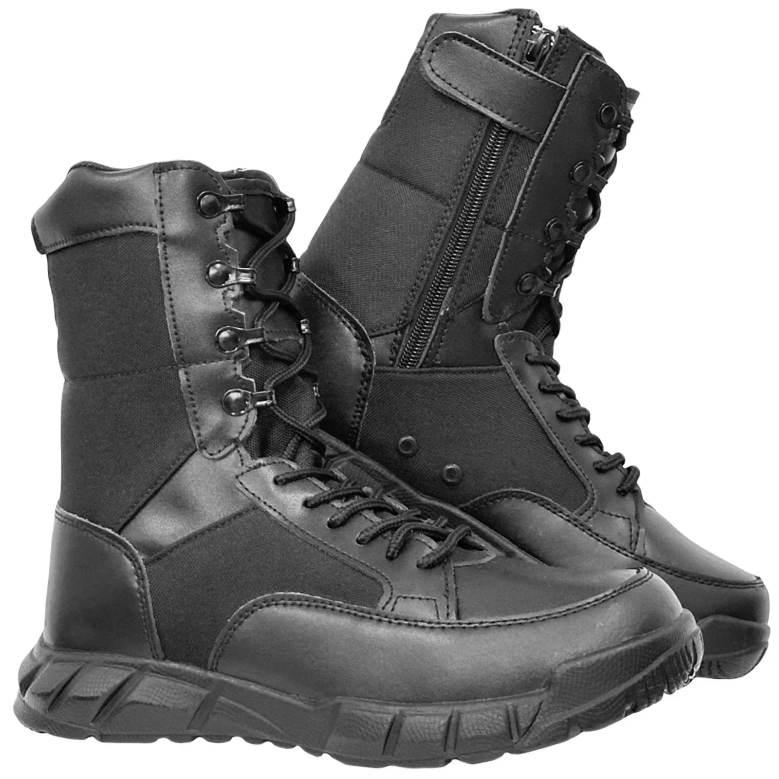 Mens Tactical Mid-Calf Combat Boots (Black With Zip) Apparel & Accessories > Shoes > Boots - Tophatter Daily Deals