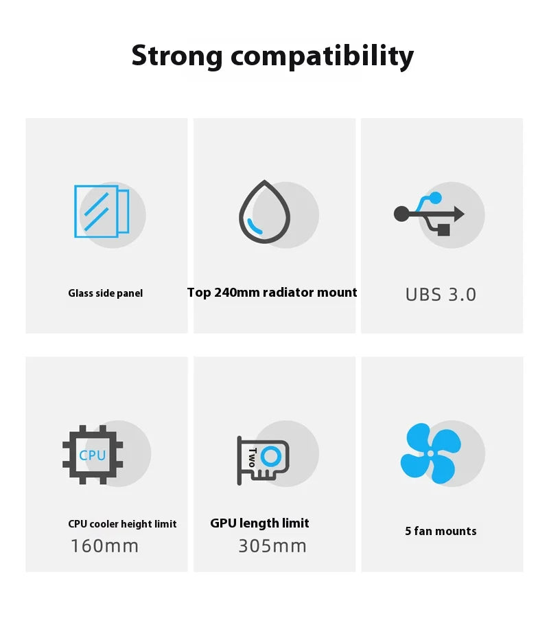 Mini ITX PC Case 240mm Water Cooling MicroATX Chassis - Tophatter Daily Deals