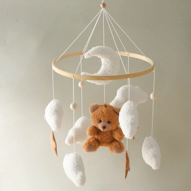 Wooden Crib Mobile Felt Bear Musical Newborn Sensory Toys - Tophatter Daily Deals