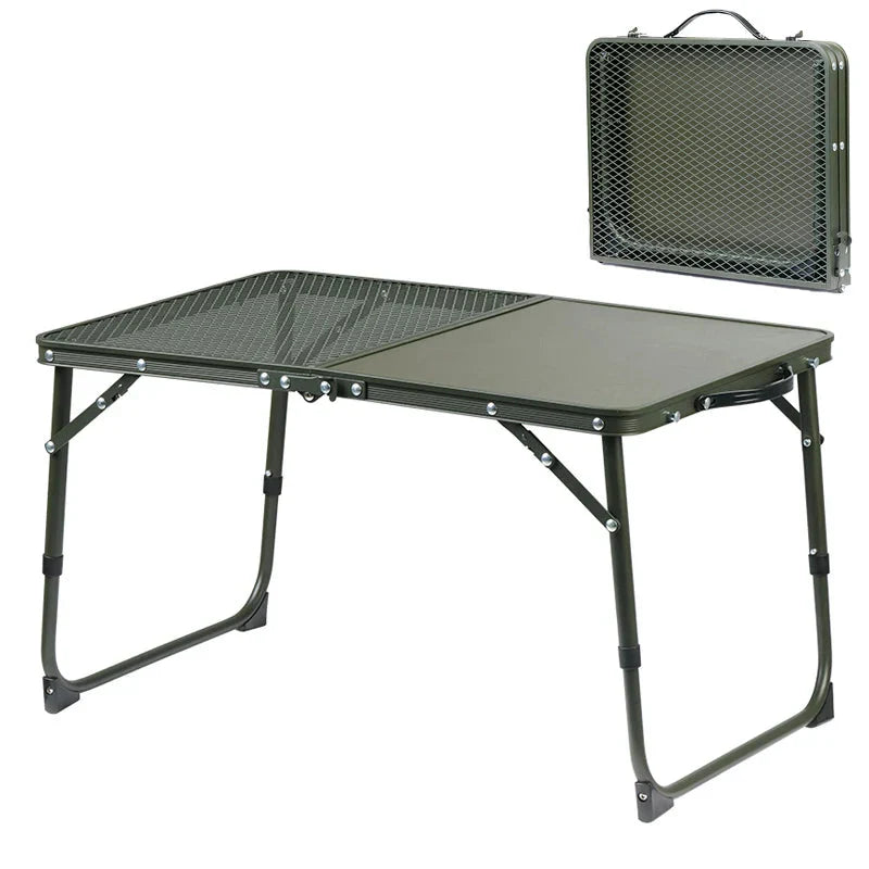 Adjustable Camping Table with Dual Surface Panels Green Camp Furniture - Tophatter Daily Deals