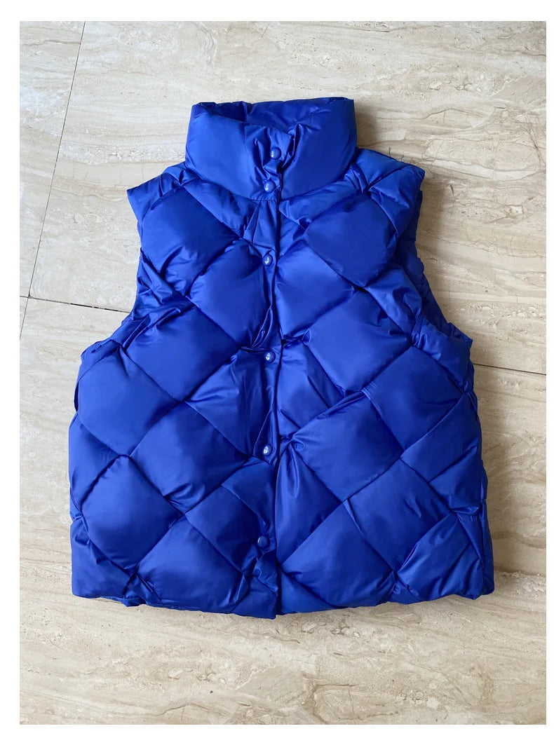 Insulating Women Puffer Vest - Boxy Quilt Polyfill Winter - Tophatter Daily Deals