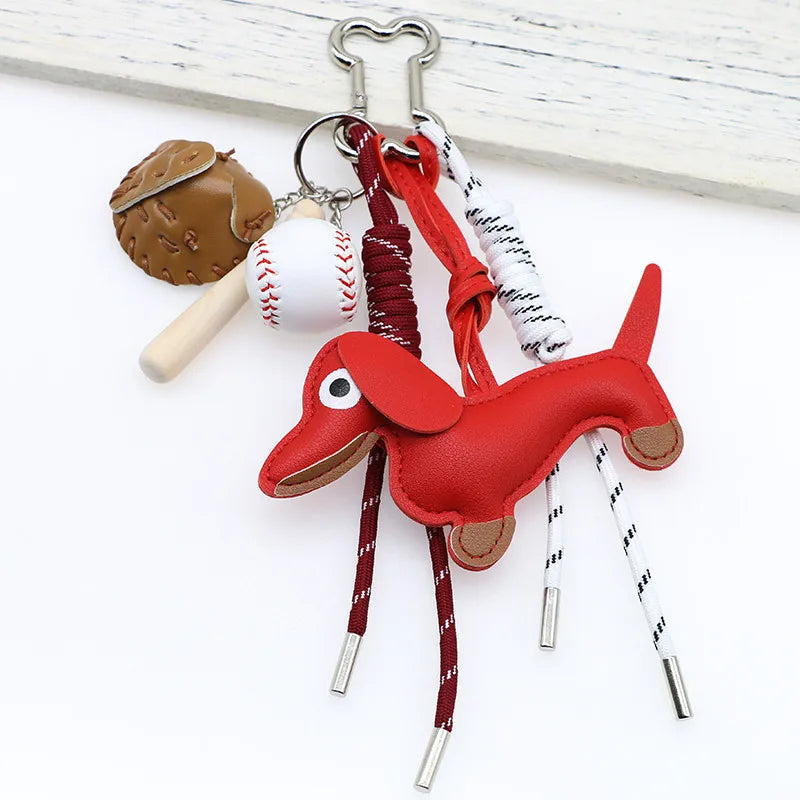 Dachshund Pu Leather Bag Charm Baseball Keychain Gift - Tophatter Daily Deals