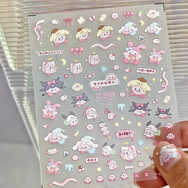 Kirby Waterproof Embossed Decorative Stickers Anime - Tophatter Daily Deals