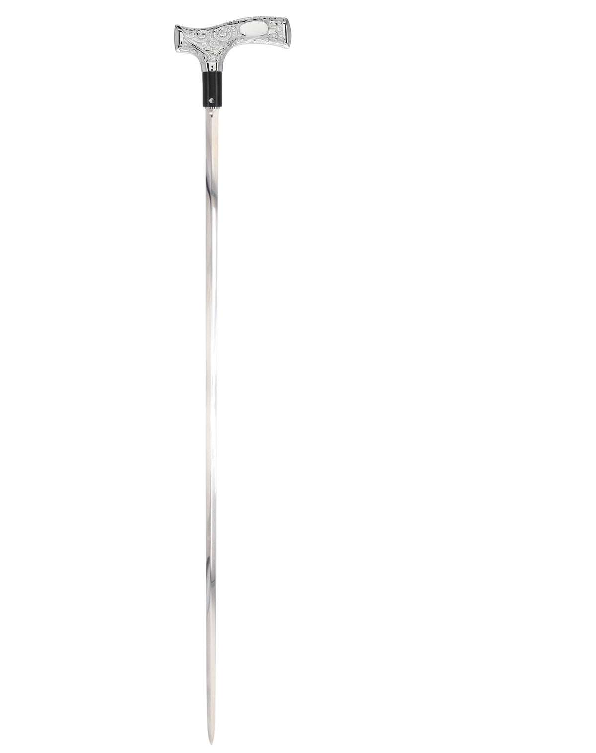 Custom RC Swords Engravable Chrome Fritz Sword Cane – Black Metal Shaft, 29" Blade Sword Canes - Tophatter Daily Deals
