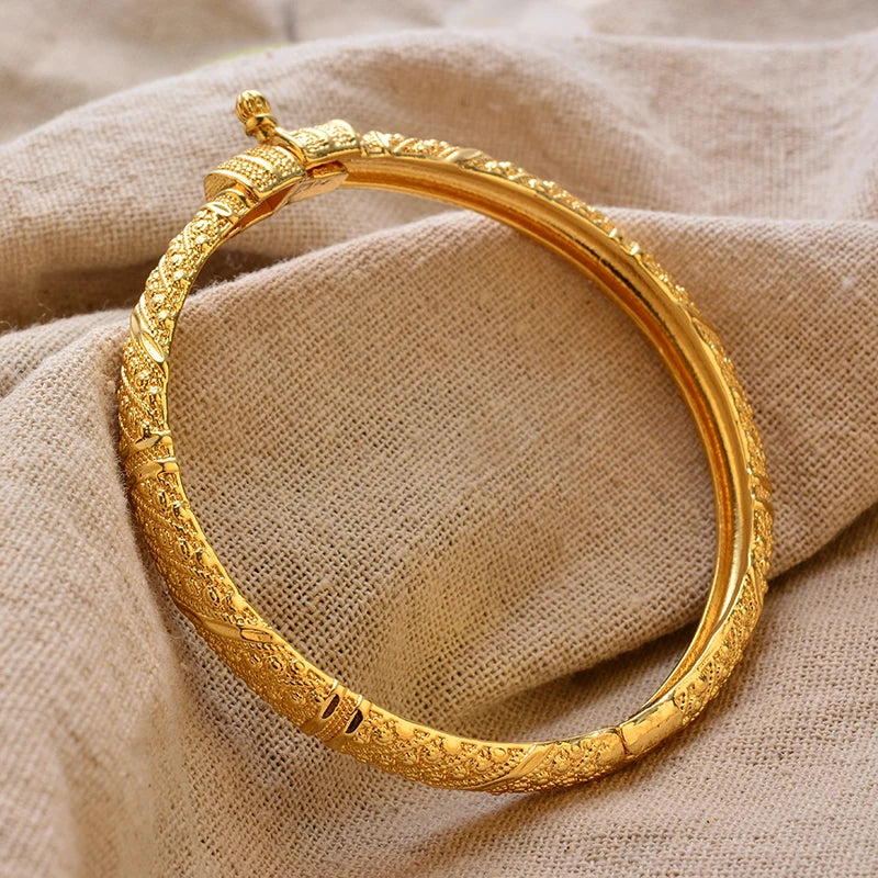 Gold Plated Bangles Luxury Arabic Wedding Bracelet - Tophatter Daily Deals