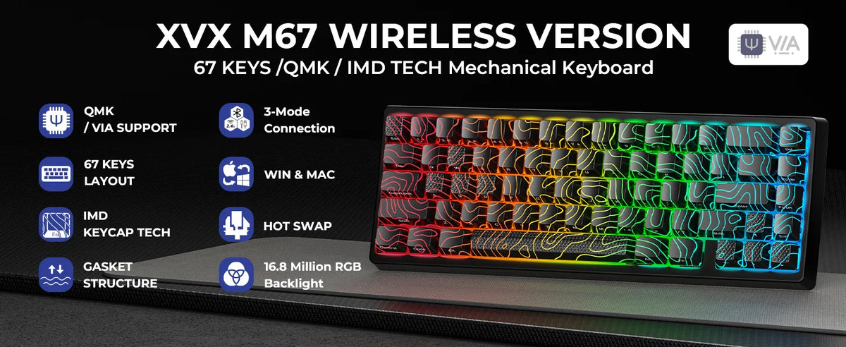 Mechanical Keyboard M67 67 Key Gasket Hot Swappable RGB - Tophatter Daily Deals