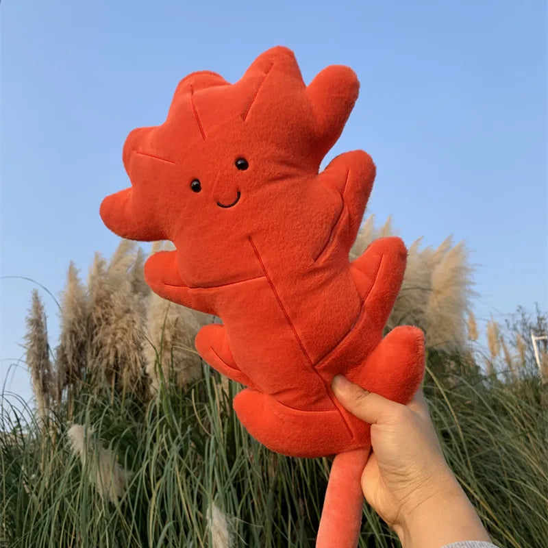 Gingko Maple Leaf Green Autumn Plush Toy Red Oak Leaf (27x36cm) Flowers - Tophatter Daily Deals