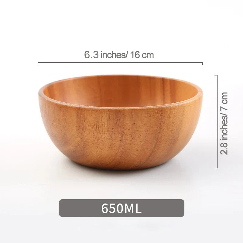 Acacia Wooden Bowl Japanese Style Salad Bowl Ramadan 650ml - Tophatter Daily Deals